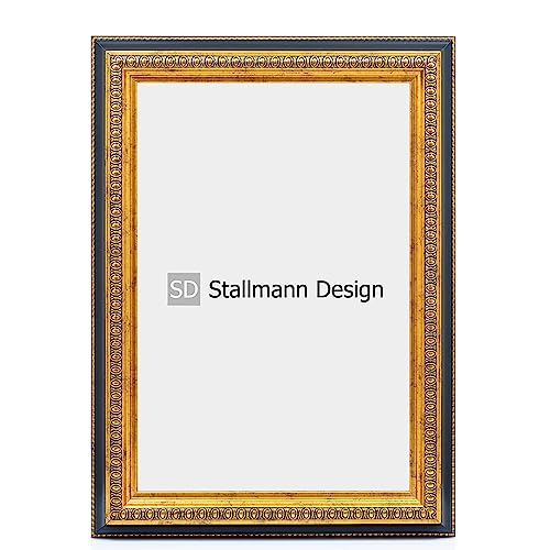 Stallmann Design Barockrahmen “FAME” | 10x15 cm | Gold-schwarz | Echtholz-Bilderrahmen antik | 80 andere Größen verfügbar | Fotorahmen aus Holz im Vintagestyle von Stallmann Design