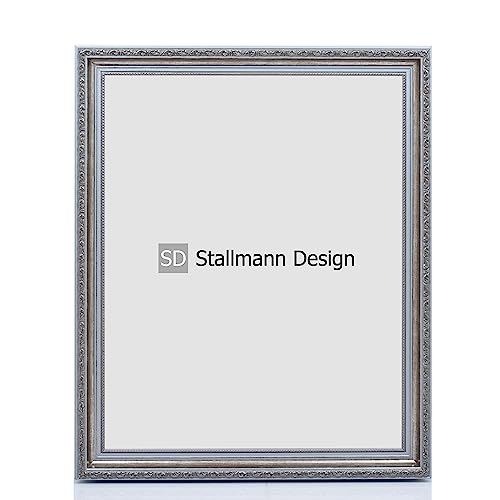 Stallmann Design Barockrahmen “OIA” | 15x21 cm | Silber | Echtholz-Bilderrahmen antik | mit Kunstglas | Fotorahmen aus Holz im Vintagestyle von Stallmann Design