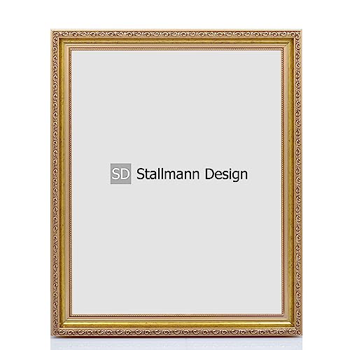 Stallmann Design Barockrahmen “OIA” | 20x20 cm | Gold | Echtholz-Bilderrahmen antik | mit Kunstglas | Fotorahmen aus Holz im Vintagestyle von Stallmann Design