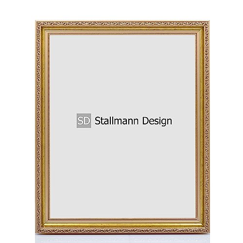 Stallmann Design Barockrahmen “OIA” | 80x100 cm | Gold | Echtholz-Bilderrahmen antik | mit Kunstglas | Fotorahmen aus Holz im Vintagestyle von Stallmann Design