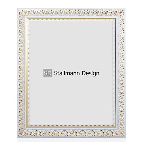 Stallmann Design Bilderrahmen Barockrahmen SWAN | 15x21 cm | Weiß | Echtholz-Bilderrahmen antik | 80 andere Größen verfügbar | Fotorahmen aus Holz im Vintagestyle von Stallmann Design