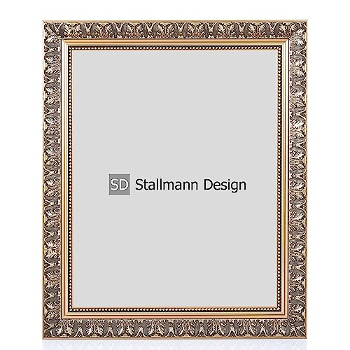 Stallmann Design Bilderrahmen Barockrahmen SWAN | 20x28 cm | Gold | Echtholz-Bilderrahmen antik | 80 andere Größen verfügbar | Fotorahmen aus Holz im Vintagestyle von Stallmann Design