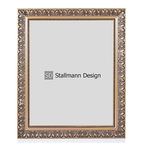 Stallmann Design Bilderrahmen Barockrahmen SWAN | 25x30 cm | Gold | Echtholz-Bilderrahmen antik | 80 andere Größen verfügbar | Fotorahmen aus Holz im Vintagestyle von Stallmann Design