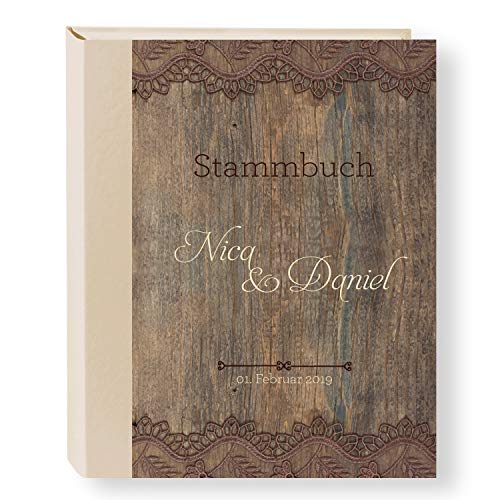 Stammbuch der Familie personalisiert 'Kayo Rustic' A5 Familienbuch Familienstammbuch Stammbaum Stammbücher Holzbuch Hochzeit von Stammbuchshop