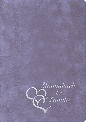 Stammbuch Herzen, Flieder/lila, Velours, Herzprägung Silber, Stammbuchformat von Stammbuchverlag