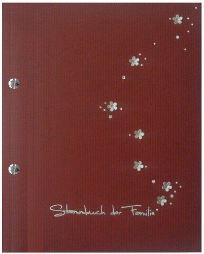 Stammbuch INES, rot, aufgearbeitete Blümchen, modernes Design, Format A5+ (605156) von Stammbuchverlag