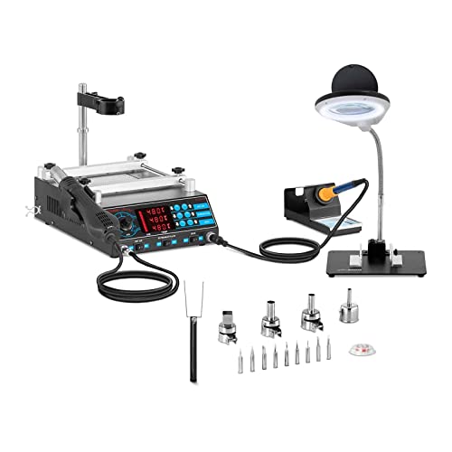 Stamos Soldering - Lötstation mit Vorwärmplatte S-LS-10 - inkl. Lötkolben, Heißluftkolben, Vorwärmplatte, Ersatzteile von Stamos Welding Group