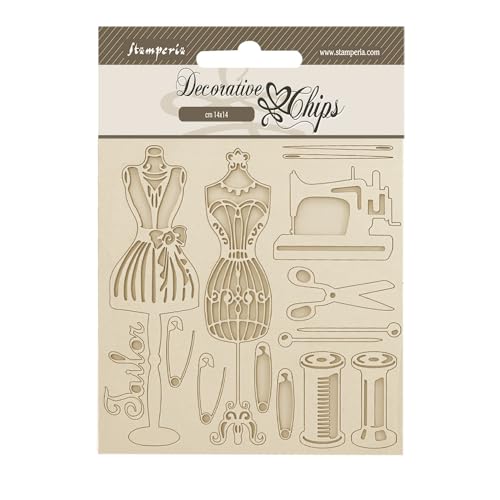 Stamperia - Decorative Chips for Scrapbooks, Albums, Card Making, Bullet Journals and More, Mannequin, Laser Cut Cardboard Shapes, Easy to Glue, Perfect for Crafts and Gifting (Brocante Antiques) von Stamperia