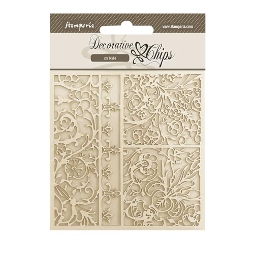 Stamperia - Decorative Chips for Scrapbooks, Albums, Card Making, Bullet Journals and More, Patterns, Laser Cut Cardboard Shapes, Easy to Glue, Perfect for Crafts and Gifting (Brocante Antiques) von Stamperia