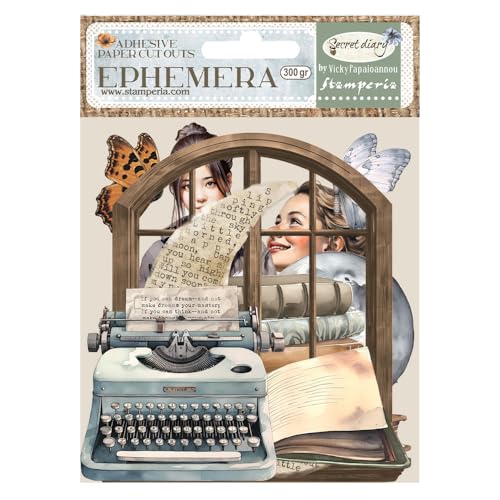 Stamperia - Ephemera for Scrapbooking, Albums, Card Making, Bullet Journalling and More, Adhesive Paper Cut Outs, Easy to Apply, Perfect for Hobbies, Crafts and Gifting (Brocante Antiques) (34 pieces) von Stamperia