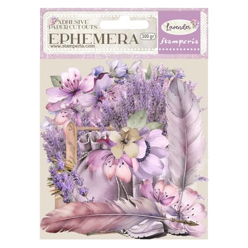 Stamperia - Ephemera for Scrapbooking, Albums, Card Making, Bullet Journalling and More, Adhesive Paper Cut Outs, Easy to Apply, Perfect for Hobbies, Crafts and Gifting (Lavender) (36 pieces) von Stamperia