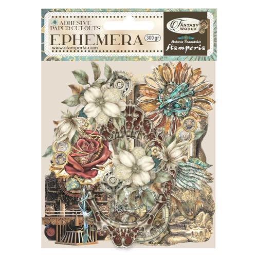 Stamperia - Ephemera for Scrapbooks, Albums, Card Making, Bullet Journals and More, Adhesive Paper Cut Outs, Easy to Apply, Perfect for Crafts and Gifting (Sir Vagabond in Fantasy World) (39 pieces) von Stamperia