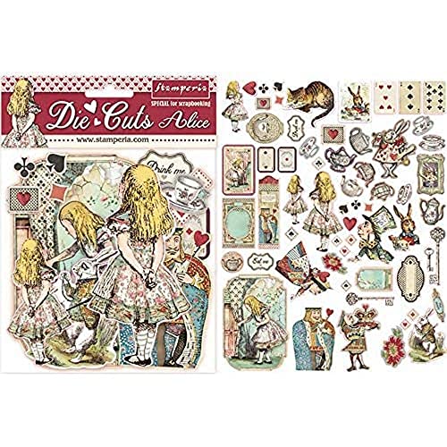 STAMPERIA INTERNATIONAL, KFT DFLDC07 DIECUTS STAMPERIA ALICE, Einheitsgröße, 62 Piece von Stamperia