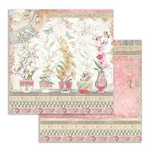 STAMPERIA INTERNATIONAL, KFT SBB754 Scrapbooking Papier zweiseitig Vasen, 31.5cmX30.5cm von Stamperia