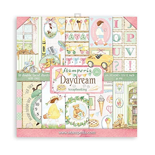 STAMPERIA INTL, KFT (3PL) Daydream Scrapbooking Pad 15x15, SBBXS12, Multicolor, 15.24cmX15.24cm von Stamperia