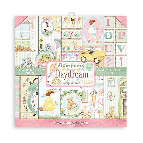 STAMPERIA INTL, KFT (3PL) Scrapbooking Small Pad 10 sheets cm 20,3X20,3 (8"X8") - DayDream, Multicolor, OSFA, SBBS55 von Stamperia