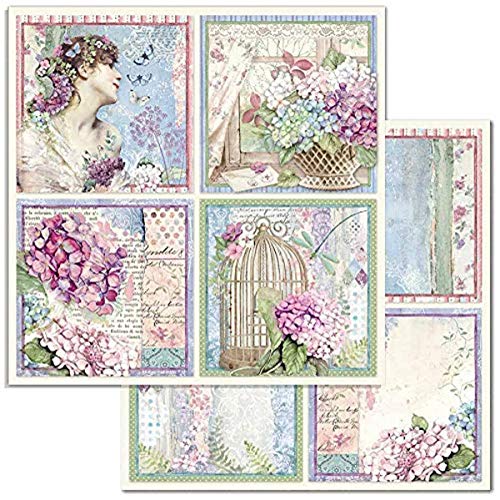 STAMPERIA SBB697 DS PAPR12 Scrapbooking Doppelseitiges Papier 4 Cards, Mehrfarbig, 30,5x30,5 von Stamperia