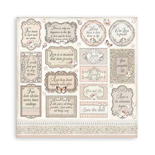 Scrapbooking Extra small Pad 10 sheets cm 15,24x15,24 (6"x6") - You and me, White von Stamperia