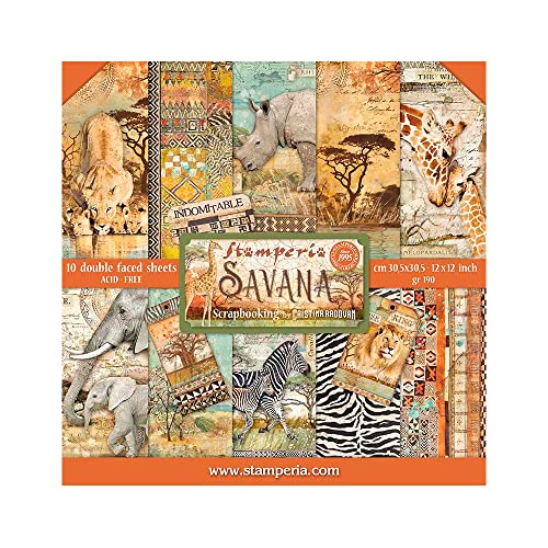 Scrapbooking Pad 10 Sheets CM 30.5x30.5 (12 "X12") - Savana von Stamperia