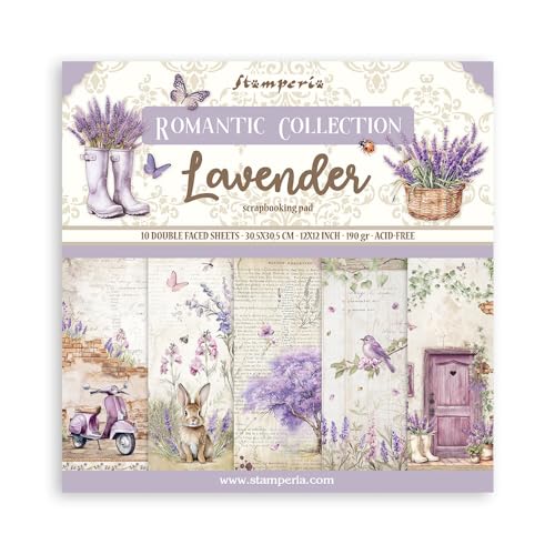 Stamperia - Scrapbook Paper Pad for Scrapbooking, Albums, Card Making, Bullet Journalling and More, Acid Free, Double-Sided, Perfect for Hobbies, Crafts, and Gifting (Lavender) (30.5 x 30.5cm) von Stamperia