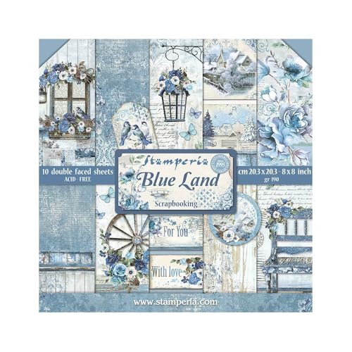 Scrapbooking Small Pad 10 sheets cm 20,3X20,3 (8"X8") - Blue Land von Stamperia