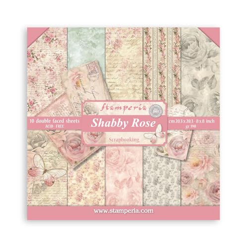 Stamperia Shabby Rose Decorative Paper, 0, 20,3 x 20,3 x 0,3 cm von Stamperia