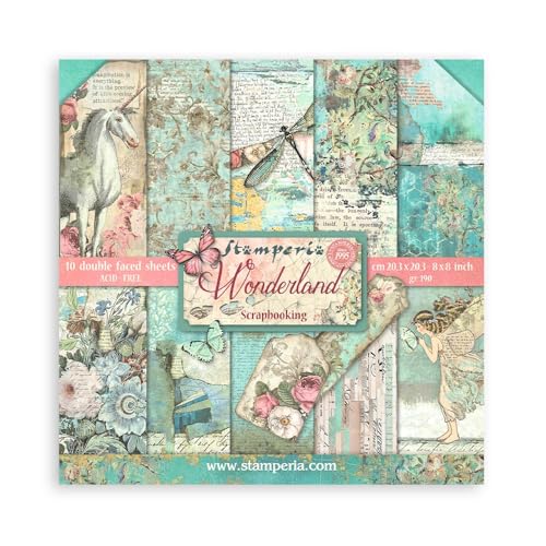 Scrapbooking Small Pad 10 sheets cm 20,3X20,3 (8"X8") - Wonderland von Stamperia