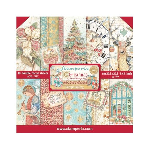 Stamperia, Christmas Greetings 8x8 Inch Paper Pack von Stamperia