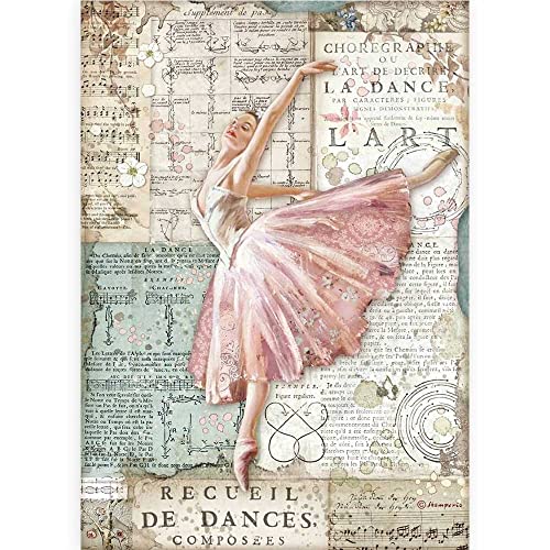 Stamperia DFSA4543 A4 Reispapier verpackt-Passion dancer, Pastel tones von Stamperia