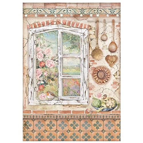 Stamperia DFSA4656 A4 Rice paper packed-Casa Granada window, Multicoloured von Stamperia