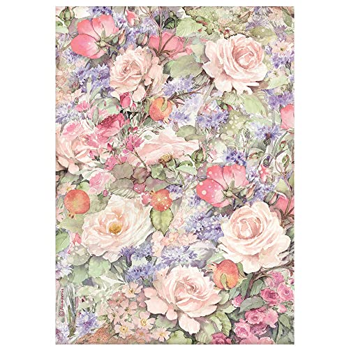 Stamperia DFSA4660 A4 Rice paper packed-Casa Granada flowers, Papier, Multicoloured von Stamperia