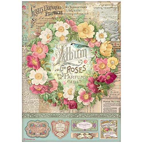 Stamperia DFSA4734 Motiv-Strohseide Album of Roses, Multi, 7 x 12 inches von Stamperia