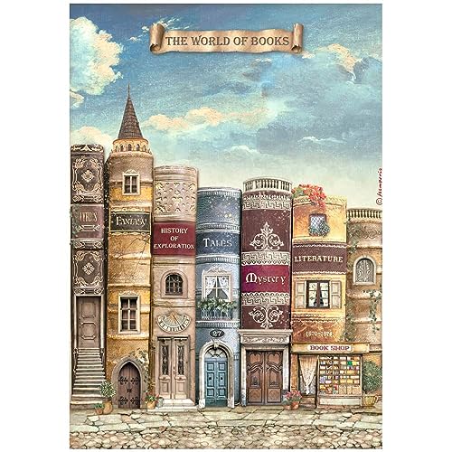 Stamperia DFSA4752 A4 Reispapier Vintage Library The World of Books, 0, Einheitsgröße von Stamperia