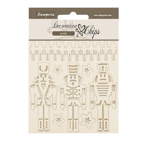 Stamperia - Decorative Chips for Scrapbooks, Albums, Cards, Bullet Journals and More, Soldiers, Laser Cut Cardboard Shapes, Easy to Glue, Perfect for Crafts and Gifting (The Nutcracker) von Stamperia