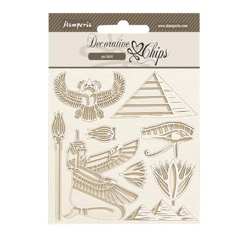 Stamperia - Decorative Chips for Scrapbooks, Albums, Card Making, Bullet Journals and More, Laser Cut Cardboard Shapes, Easy to Glue, Perfect for Hobbies, Crafts, and Gifting (Fortune Egypt Pyramid) von Stamperia