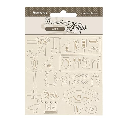 Stamperia - Decorative Chips for Scrapbooking, Albums, Card Making, Bullet Journalling and More, Laser Cut Cardboard Shapes, Easy to Glue, Perfect for Hobbies, Crafts, and Gifting (Fortune Egypt) von Stamperia