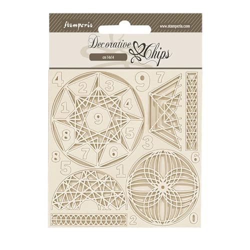 Stamperia - Decorative Chips for Scrapbooking, Albums, Card Making, Bullet Journalling and More, Laser Cut Cardboard Shapes, Easy to Glue, Perfect for Hobbies, Crafts, and Gifting (Fortune Numbers) von Stamperia