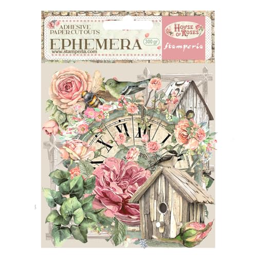 Stamperia - Ephemera for Scrapbooking, Albums, Card Making, Bullet Journalling and More, Adhesive Paper Cut Outs, Easy to Apply, Perfect for Hobbies, Crafts, and Gifting (House of Roses) von Stamperia