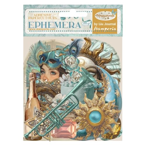 Stamperia - Ephemera for Scrapbooking, Albums, Card Making, Bullet Journalling and More, Adhesive Paper Cut Outs, Easy to Apply, Perfect for Hobbies, Crafts, and Gifting (Masquerade) von Stamperia