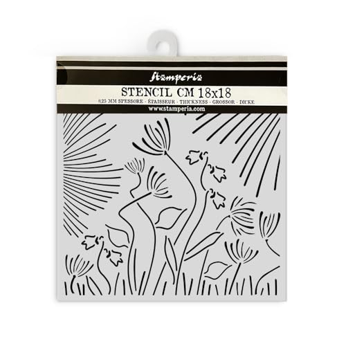 Stamperia - Thick Stencils for Scrapbooks, Albums, Cards, Bullet Journals, and More, Flexible Material, Easy to Clean, Perfect for Hobbies, Crafts, and Gifting (Forest - Abstract Flowers) von Stamperia