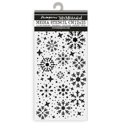 Stamperia - Thick Stencils for Scrapbooks, Albums, Cards, Bullet Journals, and More, Snowflakes, Flexible Material, Easy to Clean, Perfect for Hobbies, Crafts, and Gifting (Gear up for Christmas) von Stamperia