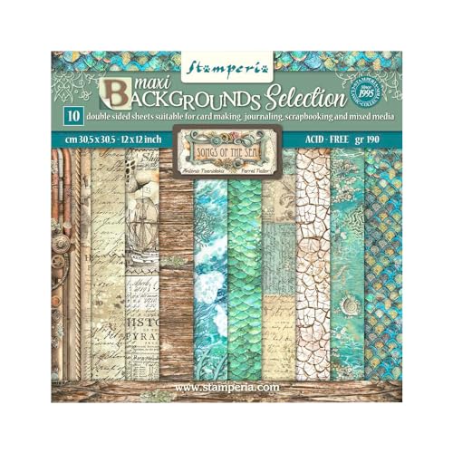 Stamperia International Scrapbooking-Block, Motiv: Lieder des Meeres, mehrfarbig, 30,5 x 30,5 cm von Stamperia