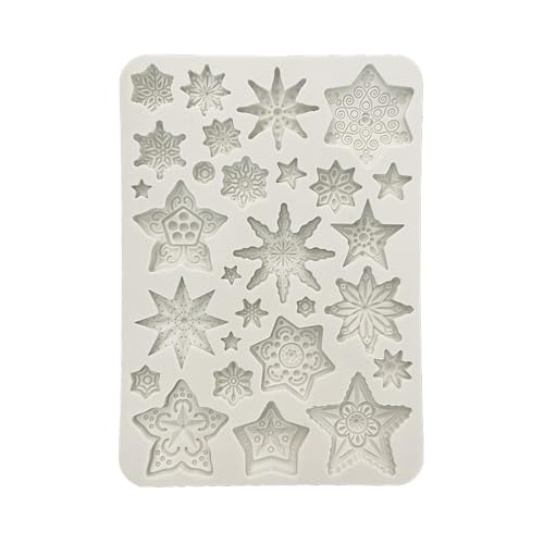 Stamperia - Silicone Mould A5 for Scrapbooking, Albums, Bullet Journals and More, Stars, Non-Stick, Suitable for Air-Dry Clay and More, Perfect for Crafts and Gifting (Gear up for Christmas) von Stamperia