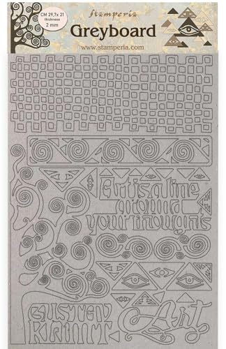 Stamperia KLSPDA446 A4 Greyboard 2 mm-Klimt tree pattern, Various, 3 von Stamperia