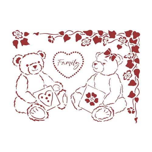 Stamperia KSD311 Stencil D cm 20x15-DayDream Bears, Multicoloured, 20 x 15 cm, 2 von Stamperia