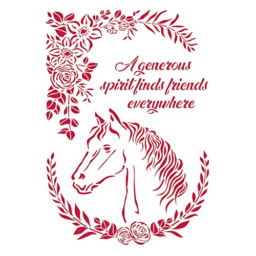 Stamperia KSG471 G Stencil-Romantic Horse with Flowers G Schablone – Romantisches Pferd mit Blumen, Verschieden, A4, 3 Piece von Stamperia