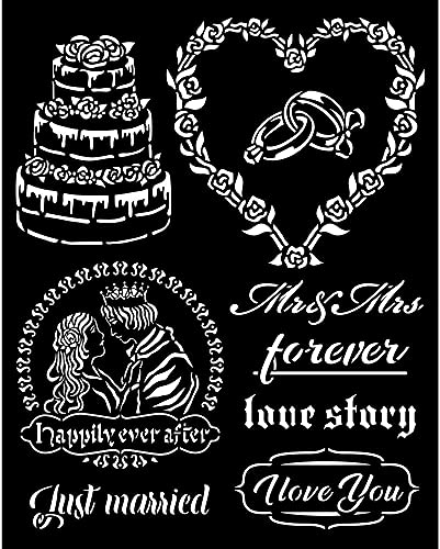 Stamperia KSTD080 Thick Stencil-Sleeping Beauty Dicke Schablone – Dornröschen Just Married, Verschieden, 20 x 25 cm, 3 Piece von Stamperia