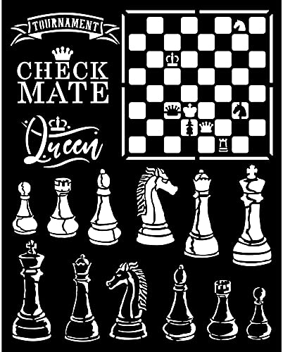 Stamperia KSTD089 Thick Stencil Dicke Schablone Alice Check Mate, Verschieden, 20 x 25 cm, 3 Piece von Stamperia