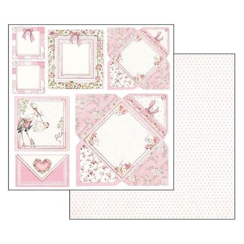 Stamperia SBB550 Doppelseitiges Papier Baby Girl Karten, Mehrfarbig, 30,5x30,5 von Stamperia