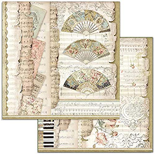 Stamperia SBB714 DS PAPR12 Scrapbooking Doppelseitiges Papier Fans and Music, Mehrfarbig, 30,5x30,5 von Stamperia